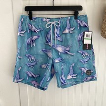 Psycho Tuna Aqua Whales Men’s Large Swim Trunks Board Shorts L - £15.31 GBP