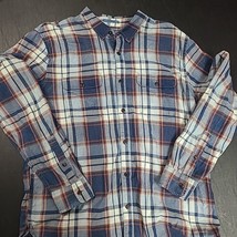 Lucky Brand True Indigo Plaid Flannel Long Sleeve Button Shirt Men&#39;s XL ... - $14.00