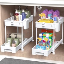 2 Pack Under Sink Organizer, Sliding Cabinet Basket Organizer 2 Tier Under Bathr - £38.69 GBP