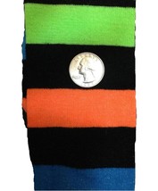 Black Bright Rainbow Stripes Knee Highs SOCKS-Rockabilly Soccer Volleyball Clown - £4.73 GBP