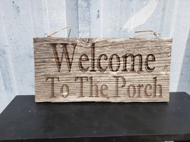 &quot;Welcome to the porch / Go away&quot; double sided reclaimed cedar wood sign - £19.14 GBP