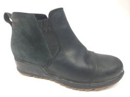 Sorel Boots Evie Women Size 9.5 Black Leather &amp; Suede Pull On Chelsea NL... - £27.59 GBP