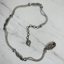 Brighton Studded Heart Charm Silver Tone Metal Chain Link Belt Size Medium M - £24.10 GBP