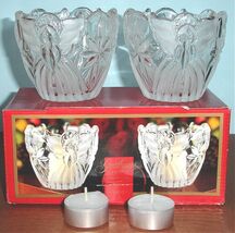 Gorham Angels of Peace Votive SET/2 Sculpted Crystal w/Tea Lights German... - $23.66