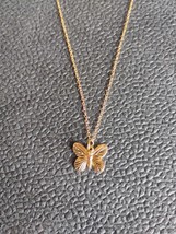 Gold Color Plated Lucky Butterfly Necklace Gold Chain - $226.34 MXN