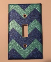 Blue Aqua Glitter Chevron Light Switch Plate Cover wall home decor Bedro... - $10.49