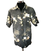 Faded Glory Island Casual Shirt Men&#39;s Size Medium 38-40 Gray Tropical Hawaiian - £8.61 GBP