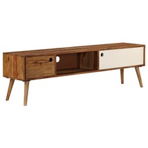 vidaXL Brown & White Sheesham Wood TV Stand Medium Size Flat Screen Cabinet - $177.99