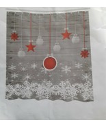 Christmas Shower Curtain Stars Baubles Snow Print for Bathroom New in Pa... - $169.35 MXN