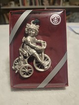 Vintage Pewter Port Girl Doll Tricycle Christmas Ornament 1994 NIB - £6.99 GBP