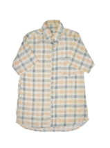 Vintage 70s Shirt Mens S Plaid Green Yellow Button Up Short Sleeve Light... - $17.29