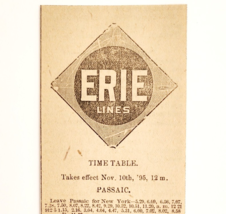 1895 Erie Railroad Lines Time Table Advertisement NJ Passaic Victorian F13K - $35.24 CAD