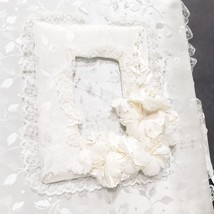 Satin Covered Wedding Bridal Photo Album Silk Flowers White Handmade 11&quot;... - $45.53