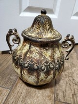 Metal Decorative Bowl With Lid And Chain 10&quot; Tall Incl. Lid - £23.35 GBP