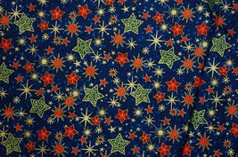 Sewing Cotton Quilting Craft Fabric Christmas Festive Stars Henley Studi... - $19.79