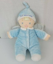 Gund Blue Little Blessing God Bless Baby Stuffed Plush Velour Doll Wings 319719 - £22.96 GBP