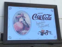 Raro Grande Vintage 5c Coca-Cola Espejo Signo 91.4cm x 66cm BAR Hombre C... - £491.09 GBP