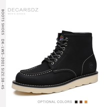 DECARSDZ  Leather Casual Classic Basic Men&#39;s boots 2021 Fashion New Boots Men Ba - £77.41 GBP