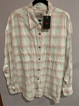 LEVIS Plaid Flannel Button Down Shirt-NEW Silvertab Green/Grey L/S Women... - £13.20 GBP