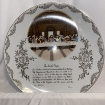 Collector&#39;s Plate The Last Supper The Lords Prayer White Gold Trim 10&quot; Dia - £15.73 GBP