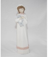 Nadal Valencia Spain Porcelain Girl in Nightgown with Teddy Bear Figurin... - $42.00