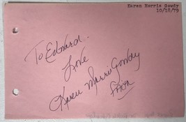 Karen Morris-Gowdy Autographed Vintage 4x6 Signature Page - £7.98 GBP