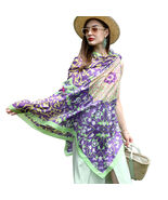 Anyyou 100% Mulberry Silk Purple And Green Long Scarf Luxury Brand Women... - $101.50