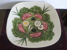 Vintage Los Angeles Potteries Salad Vegetable Serving Bowl Embossed MCM - £25.25 GBP