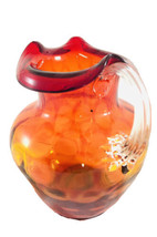 Vintage Amberina Optic Glass Pitcher with Applied Clear Handle - $29.67