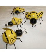 Metal Bumble Bee Garden Accents Lawn Ornaments - Set of 4 - £12.02 GBP
