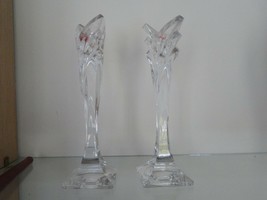 Pair of Mikasa Crystal Candle Holders BONUS 9.5&#39;&#39; Tall-candles included - £13.44 GBP