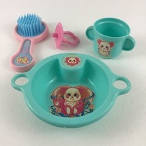 Pinkie Panda Baby Doll Care Set Feeding Bowl Cup Brush Pacifier Vintage 1987 Toy - £13.94 GBP