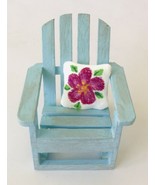 Miniature Adirondack Chair &amp; Flower Cushion Hand Painted Signed OOAK 3.7... - £17.39 GBP