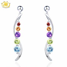 Jewelry natural gemstone amethyst sky blue topaz solid 925 sterling silver pea earrings thumb200