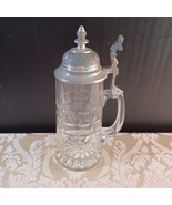 Vintage Crystal Glass Beer Stein with Pewter Lid 9 in tall - $262.71 MXN