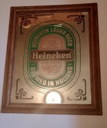 Vintage Framed Heineken Lager Beer Mirror 25x20 Inches - $29.63