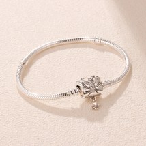 925 Sterling Silver Decorative Butterfly Snake Chain Bracelet - £22.04 GBP