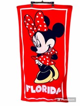 Disney Vintage Minnie Mouse Florida Beach Cotton Towel Jerry Leigh 54&quot; X 30&quot; - £10.35 GBP