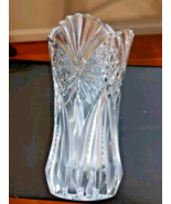 Crystal vase heavy large Star Cut  Valentine Vase - $20.47