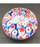 Vintage Murano Art Glass Millefiori Paperweight Red White Blue Larger PB... - £47.95 GBP