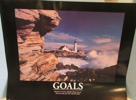 16 X 20" Print Stone Wall Lighthouse Sea Gulls Nautical Goals - $21.60