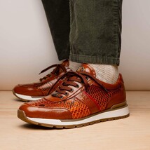 Brescia Genuine Snake and Calfskin Fashion Sneaker Honey image 11