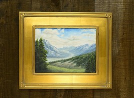 Original oil on canvas 15&quot;x18&quot; mountain landscape with wood frame - £299.75 GBP