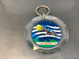 Vintage Keyring Lake George Ny Keychain Bald Eagle Ancien Porte-Clés Full Moon - £5.84 GBP