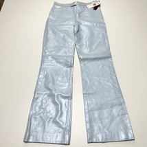 Vintage Ralph Ralph Lauren Blue Leather Pants Women’s Size 6 Bootleg Sta... - $158.94