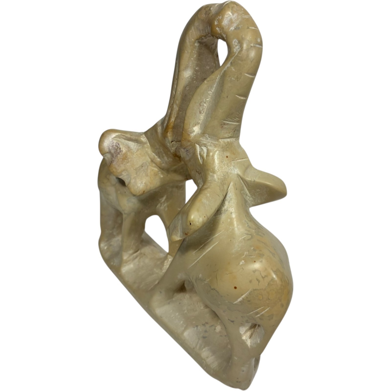 kissing elephants hand carved from ivory colored soapstone by craftsman of kenya Item image 7