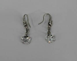 Delicate Flower Earring Silver Clear Dangle Drop Women Fashion Jewelry Fish Hook - £6.28 GBP