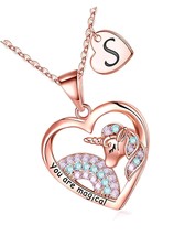 Unicorns Gifts for Girls Necklaces, Rose Gold Plated - £54.89 GBP
