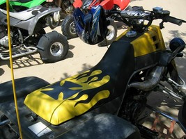 Yamaha Banshee Seat Cover Black Flame and Yellow Color Design Seat Cover - $71.99
