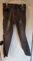 Womens 1 Monkey Ride Jeans Dark Gray Distressed Textured Punk Skinny Denim - $8.91